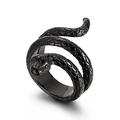 Anello cobra punk retrò in metallo nero opaco con trama a squame molto dettagliata - US 7 / Nero (KR100244-KHX)
