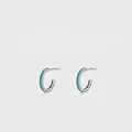 Vintage S925 sterling silver C-shaped hoop earrings featuring round turquoise beads - Stud Earrings