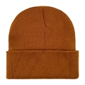 Caramel brown knitted acrylic beanie with a thick cuffed design for winter warmth - One Size / Red Brown