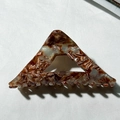 French style triangle claw clip with brown marble pattern on white fabric background - Brown