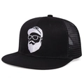 Cappello trucker nero vintage con ricamo uomo barbuto e retro in rete traspirante - Nero (Rete)