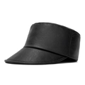 Schwarze Reiterkappe aus strukturiertem PU-Leder für Damen mit eleganter Kieselstein-Optik - Verstellbar / Schwarz