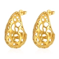 Minimalist 18K gold plated hollow teardrop earrings with organic honeycomb pattern - Hollow Teardrop / Gold