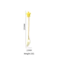 Golden dessert fork with yellow star decoration and 155mm height specification - Gold Fork - Star