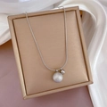 Detail of silver titanium necklace featuring matte and polished beads on snake chain - K316 Silver [full Body Titanium Steel]