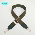 Adjustable army green canvas bag strap with leather ends and gold metal hardware - Army Green + Green Leather