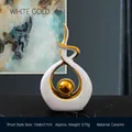 Abstract white and gold ceramic figurine Morning Song, 16x6x27cm luxury home decor - White Gold (Short)