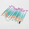10pcs mermaid makeup brush set with purple gradient fish scale handles and rose gold ferrule - 15Pcs Light Blue Gradient