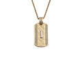Gros plan d'un pendentif doré avec lettre I, texture tressée et cristaux latéraux - Pendentif Lettre I-Chaîne 60CM
