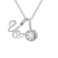 Collier en argent avec lettre W, pendentif cœur et breloque en pierre de naissance - Lettre U / Argent