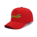 Casquette baseball rouge à 5 panneaux avec broderie jaune Jamaïque et drapeau national - Réglable / Rouge