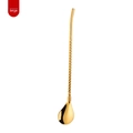 Large golden 304 stainless steel straw spoon with spiral handle design for coffee and drinks - Large Spiral - Gold