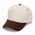 Berretto da baseball bicolore in cotone beige e marrone scuro con visiera rinforzata - Bianco e Marrone Scuro (#2)