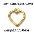 Gold plated hollow heart pendant in stainless steel with 1.3cm by 1.5cm dimensions - TP0758-Gold-1.3x1.5cm