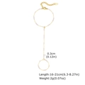 Gold stainless steel pearl ring bracelet with K18 tag and adjustable link chain - Pearl Decor