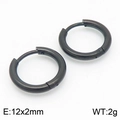 Classic 12mm black stainless steel hoop earrings in minimalist 18K polished finish - 12*2mm Black Ke113167-zz / A Pair Of [inner Diameters]