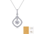 Collier élégant en argent 925 avec pendentif en moissanite et carte de certificat GRA - P13586 Halo en Losange 1ct / Avec certificat GRA