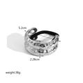 Manchette de queue de cheval argentée texturée, diamètre 5,2 cm, avec élastique noir - Style Anneau Martelé (FT001) / Argenté