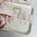 Pink tulle butterfly hair claw clip with crystal bead tassels and amber resin base - Light Pink