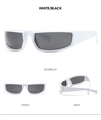Detailed multi-angle views of white frame sunglasses with dark lenses for outdoor sports - C9. White Frame With Black And Gray Accents
