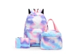 Drei-teiliges Schulrucksack-Set in lila Galaxie-Batik mit Lunch- und Federmäppchen - Sternenviolett