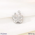 3D-Hohl-Schmetterlingsanhänger aus Edelstahl in Silber, Größe 12 mm, Gewicht 0,7 g - Silberner Schmetterlingsstil (KLJ10814-Z)