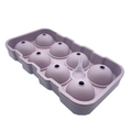 Purple silicone ice ball mold with lid and funnel for making 8 round spheres - 8-Sphere Morandi Pink