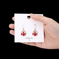 Creative Christmas gift box stud earrings with red ribbon bow and crystal center - Red Gift Box