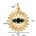 Golden evil eye sunflower pendant with white enamel and blue zircon detailing - L559949-Gold Enamel Eye Charm