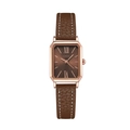 Orologio rettangolare al quarzo da donna con cinturino in pelle marrone e cassa oro rosa - Cassa Oro Rosa Quadrante Caffè Cinturino Caffè Scuro