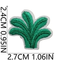 Detailed view of green palm leaf embroidery patch with size markers 2.4cm x 2.7cm - No.8 Green Leaf