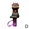 Detail of black cat silicone straw cover with red devil horns and bell for 10mm straws - Black Cat