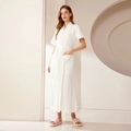 Accappatoio bianco a maniche corte in nido d'ape con cintura e tasche laterali - M / Donna Manica Corta / crema