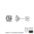 Pendientes de moissanita de 1.00Ct en plata de ley 925 con engaste clásico de cuatro garras - 1.00Ct x 2 (6.50mm)