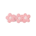 Barrette à cheveux pour filles avec trois fleurs brodées roses et base en tissu - Rose / N°4