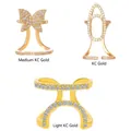 Three zirconia nail rings in KC gold featuring bow and geometric shapes with open band - Nail Ring 3pcs Mixed Set