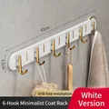 Appendiabiti adesivo moderno a 6 ganci bianco e oro per bagno, lunghezza 42 cm - 6 Ganci / Bianco