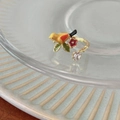 Adjustable gold ring featuring enamel bird and red flower with sparkling gemstone detail - Adjustable Open / Bird Enamel Flower Style (J3297)