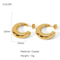 Orecchini a cerchio a C in ottone dorato lucido 29mm con finitura a specchio - Stile a Forma di C Ispessita (NYH-XJZJ66)