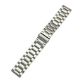 Cinturino in acciaio inossidabile argento a tre maglie con chiusura a deployante - 20mm / Argento (Cavo)