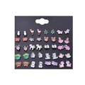 Set di orecchini a perno con animali in smalto colorato su supporto di carta nera - Set Super Animali Simpatici Animali Domestici
