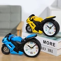 Creative motorcycle shaped alarm clock for students in vibrant yellow and blue colors - Blue Racing Motorcycle Alarm Clock