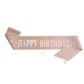 Roségoldene Glitzer-Geburtstagsschärpe mit holografischem Schriftzug und Nadel - Set / Roségold Holografische Text Schärpe