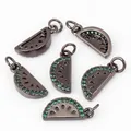 Black watermelon slice charms with green zircon micro-pave setting, 6-piece DIY jewelry set - Gunmetal Black Watermelon
