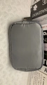 Close-up of waterproof dark gray nylon pouch with zipper and textured fabric detail - Gray