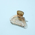 Detail of transparent and gold semi-round hair claw clip with smooth acrylic texture - Half Round Gold