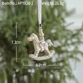 Sparkling gold glitter rocking horse ornament for Christmas tree decor, size 8.2x7.2cm - Champagne Rocking Horse