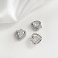 Vue macro de pendentifs cœur en plaqué or 18k avec zircon pour bijoux DIY - 5# Argent Zircon Clair Petit