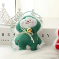 Cute green Christmas tree plush brooch with golden ribbon and bell on white fur base - Green Character - No Brooch (Patch)