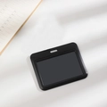Minimalist black photo card holder with lanyard hole for student ID cards - Black Horizontal (No Accessories)
